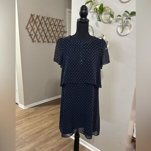 BCBGeneration Navy Blue Polka Dot Dress - Size M